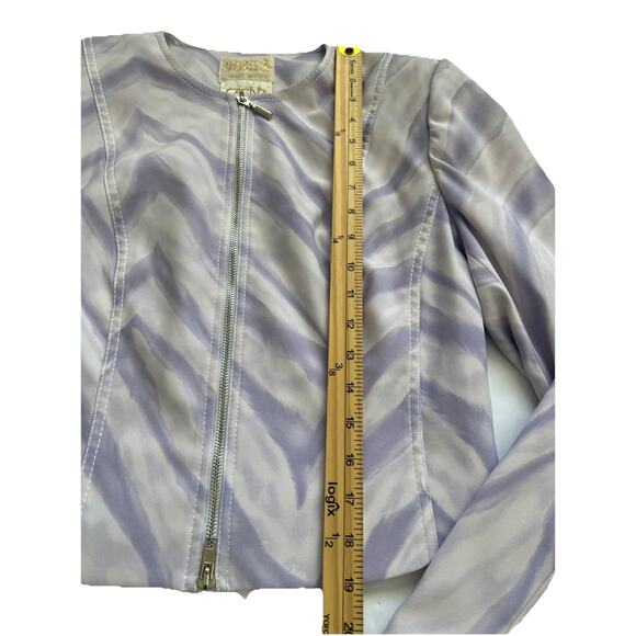 Alberto Makali x Cache Jacket Womens Size 8 Purple Abstract Cropped Zip Closure - Picture 6 of 11